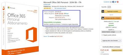 Offerta speciale Amazon: Microsoft Office 365 Personal a soli 29 euro invece che 69