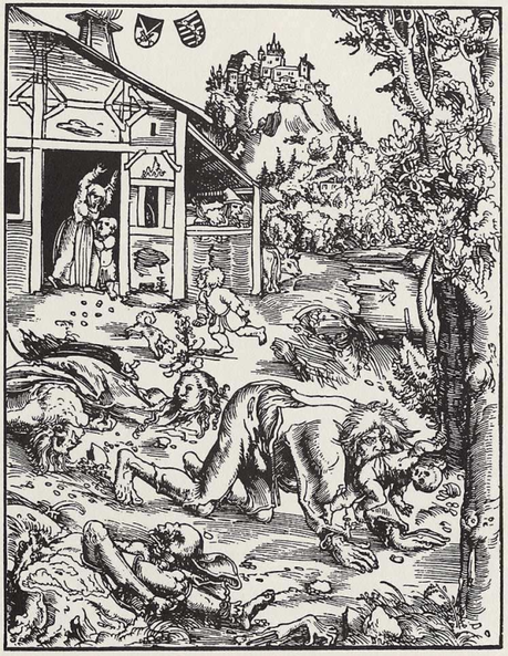 Lupo mannaro di Lucas Cranach il vecchio, 1512 circa, incisione, Gotha, Herzogliches Museum.