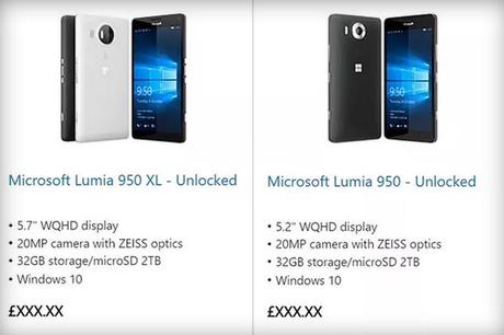 Sul Microsoft Store compaiono i nuovi Lumia 950