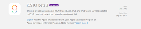 Dopo il rilascio di iOS 9.0.2, Apple rilascia anche iOS 9.1 beta 3 agli sviluppatori