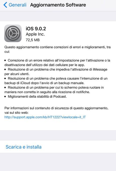 Apple rilascia iOS 9.0.2 per iPhone, iPad e iPod Touch [Link Download Completati]