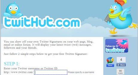 Crea il tuo Badge Twitter personalizzato su TwitHut