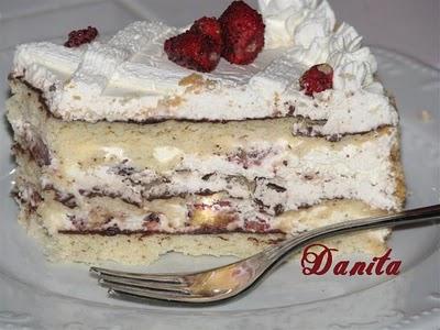 Torta panna e fragoline croccante