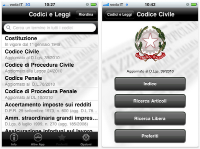 Nuovo Aggiornamento per l'applicazione Codici e leggi per iPhone e iPad