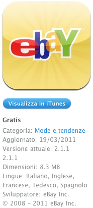 Nuovo aggiornamento per l'applicazione eBay per iPhone con diverse novità