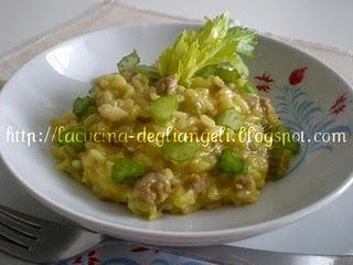 Risotto con salsiccia e sedano