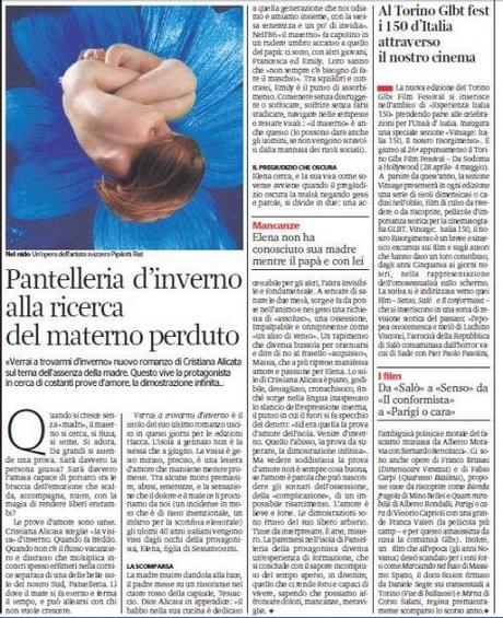 Verrai a trovarmi d’inverno – la recensione di Delia Vaccarello, sull’Unità di oggi (pag. 35)