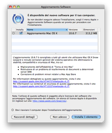 Aggiornamento Software [Flash News] Disponibile Mac OSX 10.6.7 !