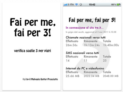 Fai per 3! ottima applicazione gratuita per avere info sul traffico telefonico 3IT