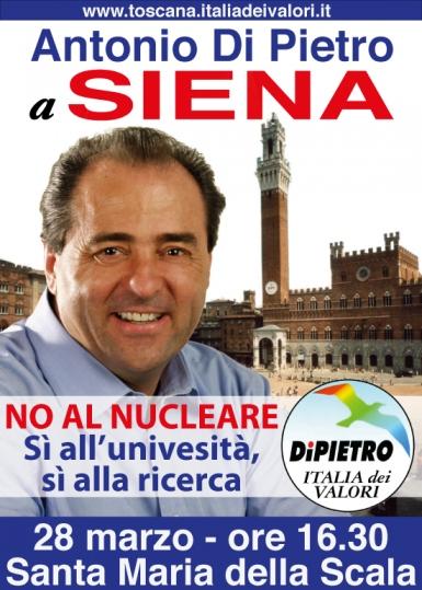 Lunedì 28 marzo, Antonio Di Pietro a Siena