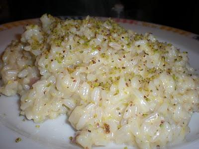 Risotto allo Stracchino con Pistacchi e Scorza di Limone