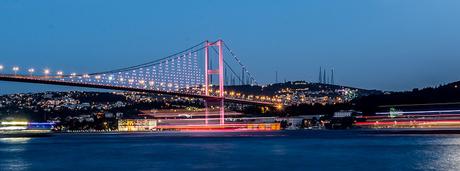 Ships on the Bosphorus and the Bridge, Istanbul