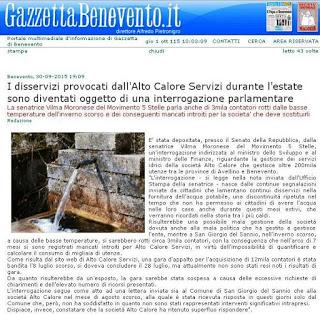 Rassegna stampa su interrogazione relativa alla carenza idrica