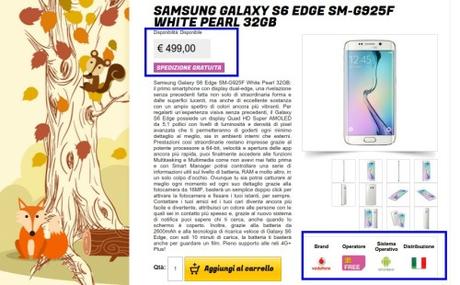 Samsung Galaxy S6 Edge SM G925F White Pearl 32GB Promozione Samsung Galaxy S6 Edge a 499 euro con garanzia Italia Gli Stockisti Smartphone cellulari tablet accessori telefonia dual sim e tanto altro