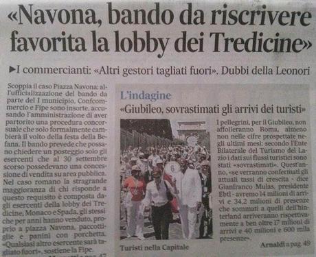 Caso Piazza Navona: da annullare il bando-truffa della Befana! Si svegliano Confcommercio, Fipe, cittadini. E l'assessore Leonori