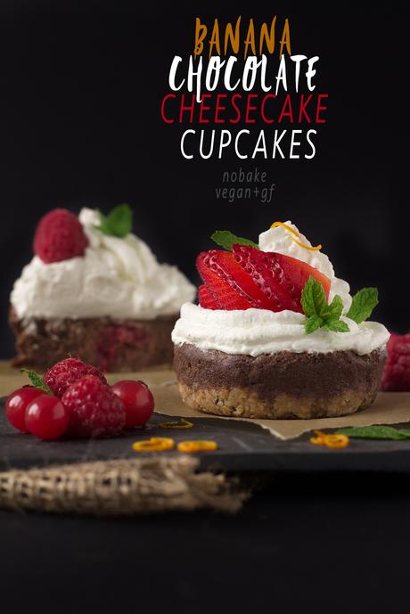 CHEESECAKE CUPCAKES CIOCCOLATO e BANANA SENZA COTTURA | vegan + senza glutine