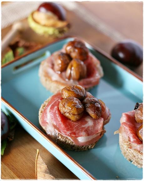 Crostini con castagne, pancetta e miele7