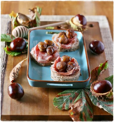 Crostini con castagne, pancetta e miele5