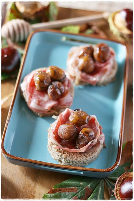 Crostini con castagne, pancetta e miele6