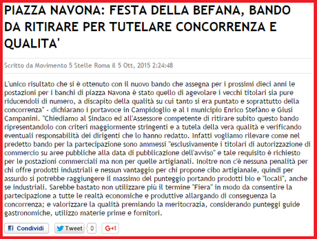 Navona. Retromarcia del I Municipio sul bando truffa: ma la toppa rischia d'essere peggio del buco