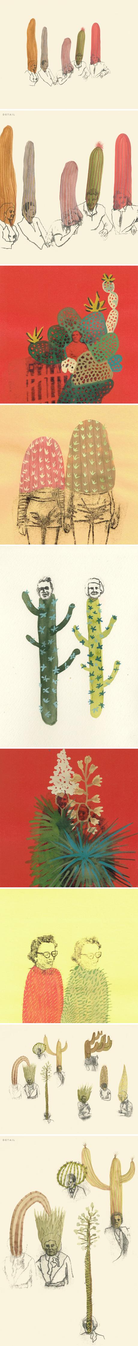 ARTE: I post-it dipinti di Ashley Mistriel | Cactus e fiori in famiglia