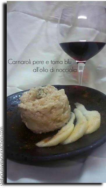 Risotto toma blu e pere all'olio di nocciola