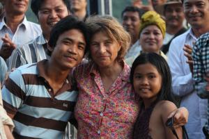 Chantal Skerman a Venezia nel 2011 con due interpreti di 'La folie Almayer'