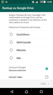 Backup di Whatsapp su Google Drive