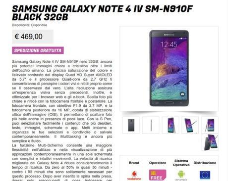 Promozione Samsung Galaxy Note 4 Garanzia Italia a 469 euro Samsung Galaxy Note 4 IV SM N910F Black 32GB Gli Stockisti Smartphone cellulari tablet accessori Promozione Samsung Galaxy Note 4 Garanzia Italia a 469 euro telefonia dual sim e tanto altro