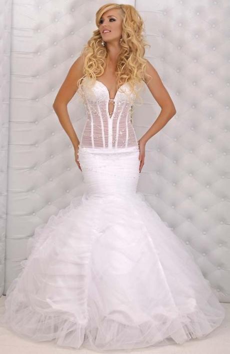 NINA - ABITI DA SPOSA PREZZI OUTLET CON PAGAMENTI IN CONTRASSEGNO - MODELLO A SIRENA TESSUTI RASO E TULLE