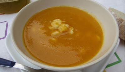 Crema di zucca con gamberetti