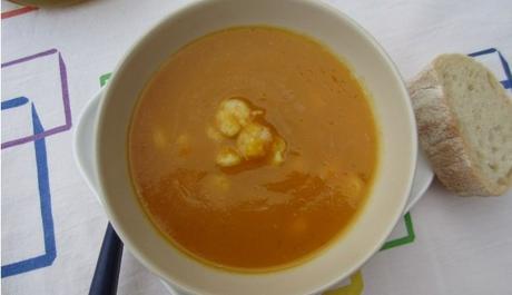 Crema di zucca con gamberetti deliziosa