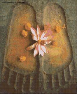 Schema a punto croce: Orme sulla spiaggia