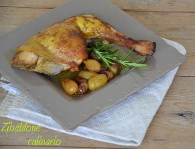 Cosce di pollo speziate all'uva