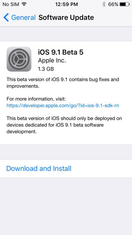 Apple rilascia iOS 9.1 beta 5 per gli sviluppatori