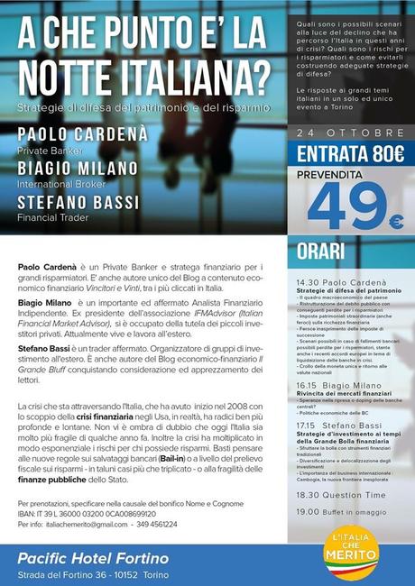 TORINO, 24 OTTOBRE: A CHE PUNTO E' LA NOTTE ITALIANA