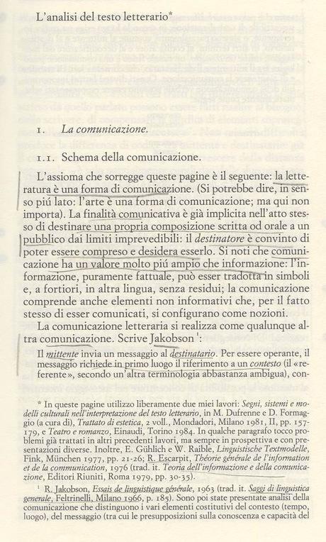 Cesare Segre, Avviamento all’analisi del testo letterario Einaudi, Torino 1985, pagg. 5-13