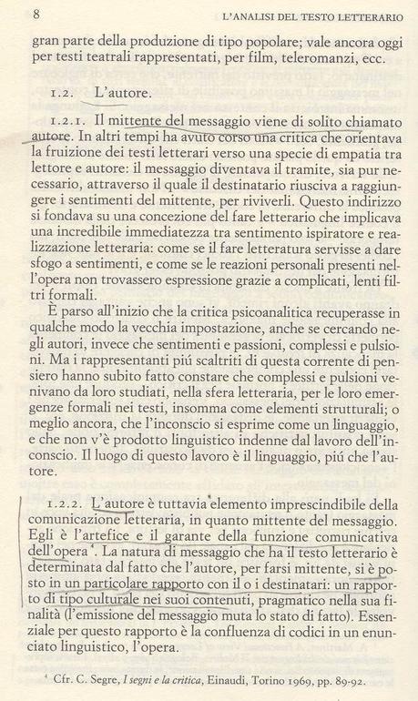 Cesare Segre, Avviamento all’analisi del testo letterario Einaudi, Torino 1985, pagg. 5-13