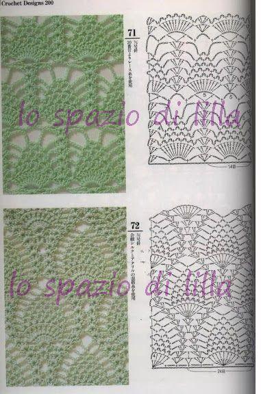 Schemi pizzo punto ananas all'uncinetto / Pineapple crochet lace free charts