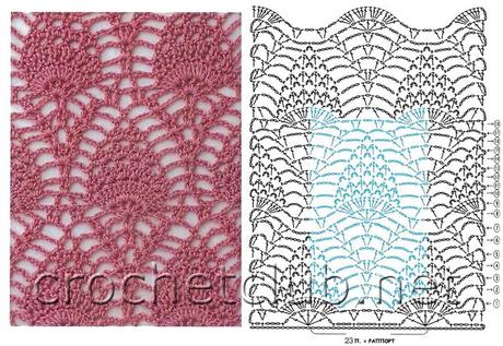 Schemi pizzo punto ananas all'uncinetto / Pineapple crochet lace free charts