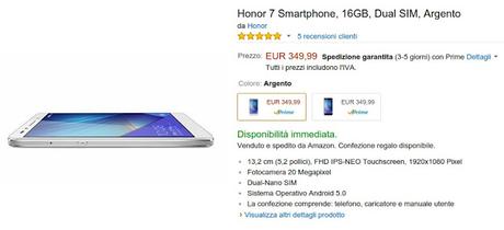 Honor 7 Silver finalmente disponibile su Amazon