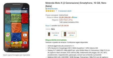 Offerta Amazon: Motorola Moto X 2014 a 299 euro (presto con Android 6.0 Marshmallow)