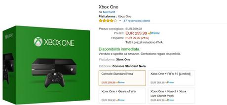 Offerta speciale Amazon: Xbox One a 299 euro