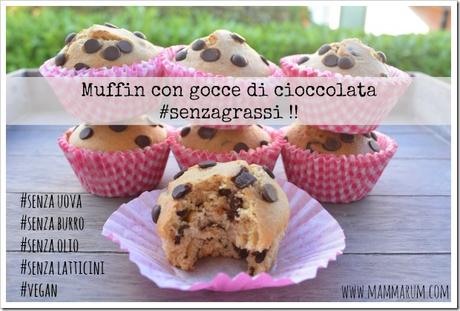 Muffin vegan con gocce di cioccolata (senza grassi)!!