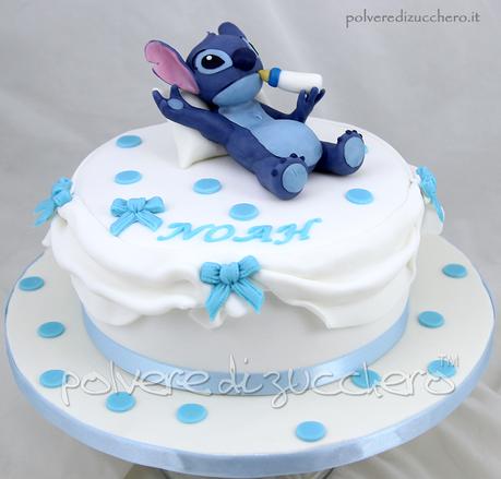 torta battesimo polvere di zucchero cake design pasta di zucchero stitch disney