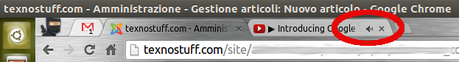 Icona Audio sul tab dsi Google Chrome