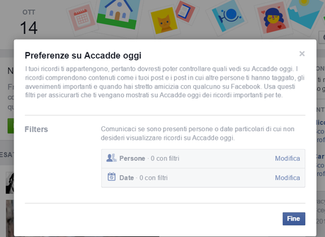 filtri ricordi facebook