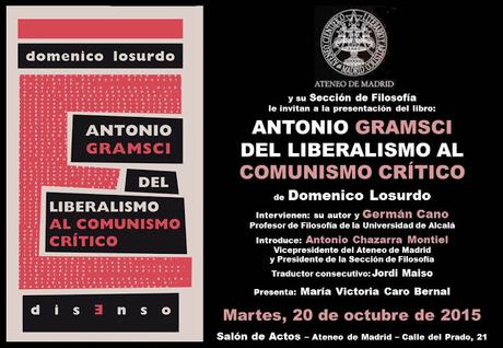 Domenico Losurdo presenta l'edizione spagnola del libro su Gramsci all'Ateneo di Madrid e in un'iniziativa del PCE