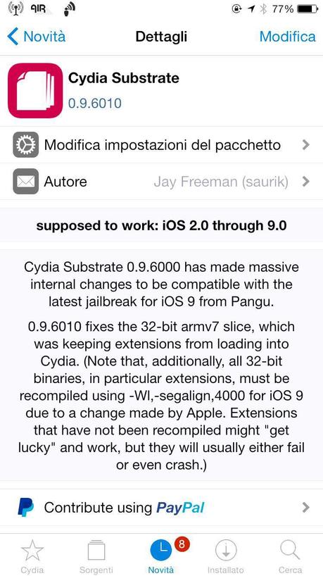 Saurik aggiorna il Cydia Substrate e il Cydia Installer per renderli compatibili con Pangu, il tool per eseguire il Jailbreak di iOS 9.x.x [Vers. 0.9.6010, Vers. 1.1.24]