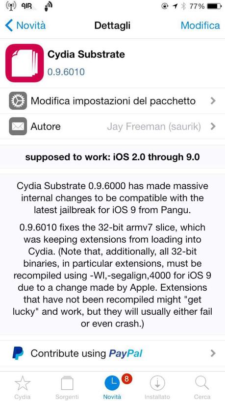 Jailbreak iOS 9.x.x – Saurik aggiorna il Cydia Substrate e il Cydia Installer [Vers. 0.9.6010, Vers. 1.1.24]